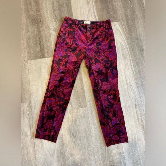 Brand new velour floral pants by Anthropologie, show stopper pants. - Picture 2 of 5